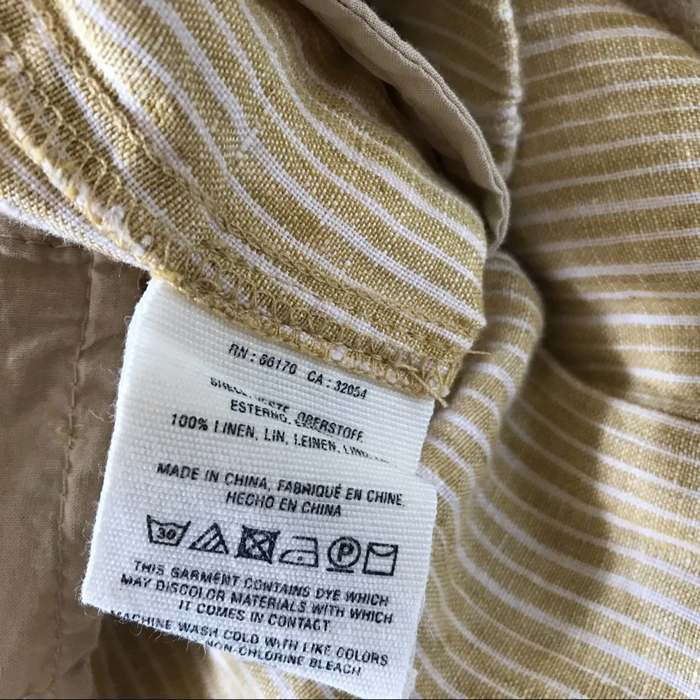 Anthropologie Linen Embroidered Stripe Ankle Pants - Picture 8 of 8